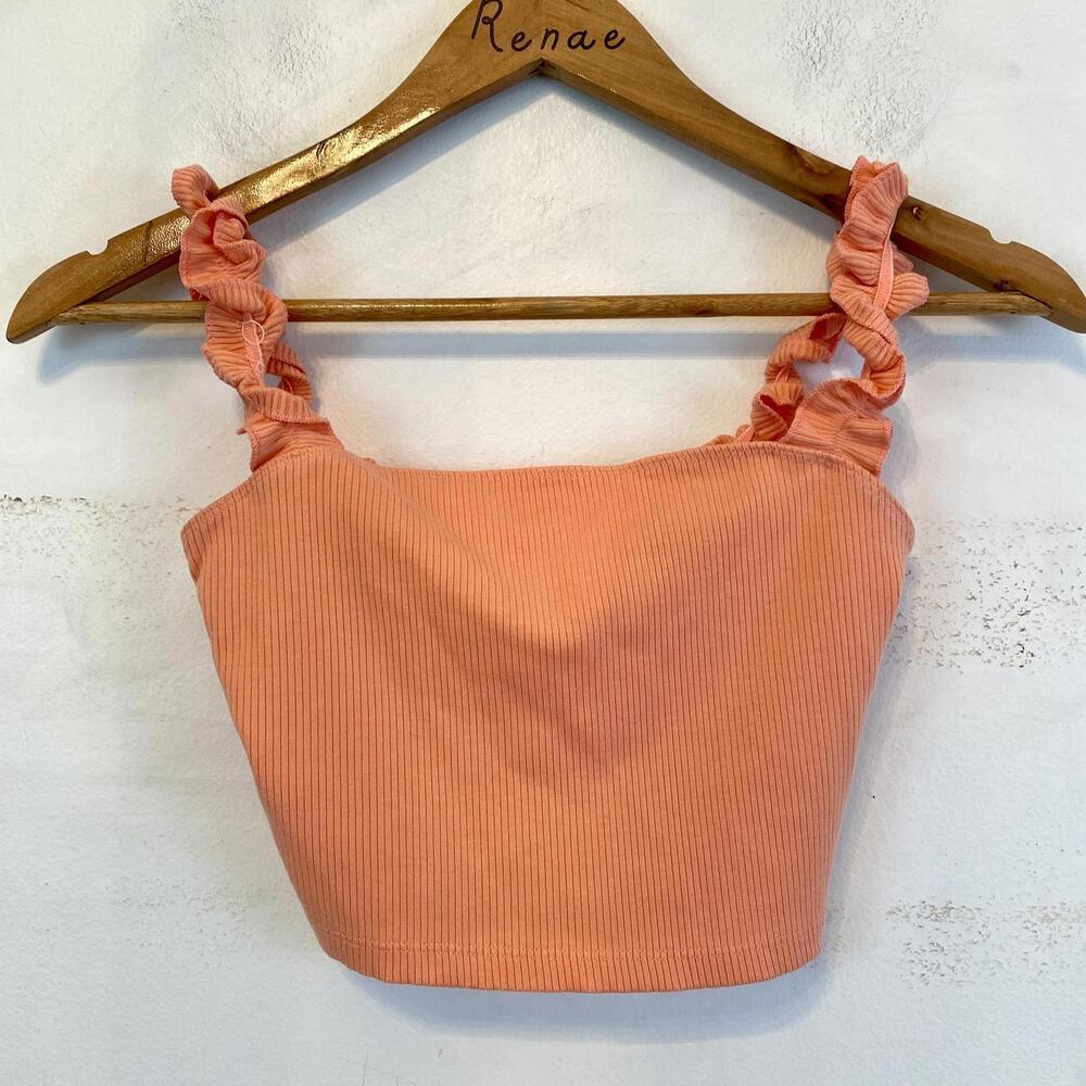 ARITZIA Sunday Best peach ribbed crop top sz XS
